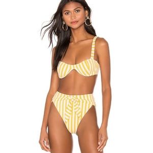 Onia X WeWoreWhat Set Collab Yellow White Stripes Bikini Swim High Waist Rise